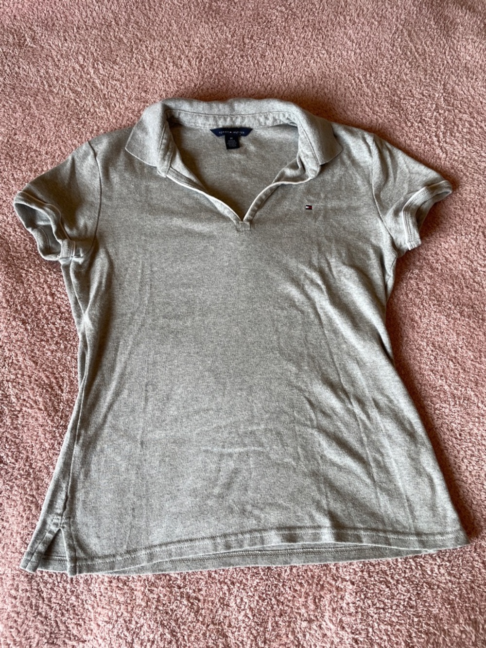 Tommy Hilfiger Women's Light Gray Short Sleeve Polo